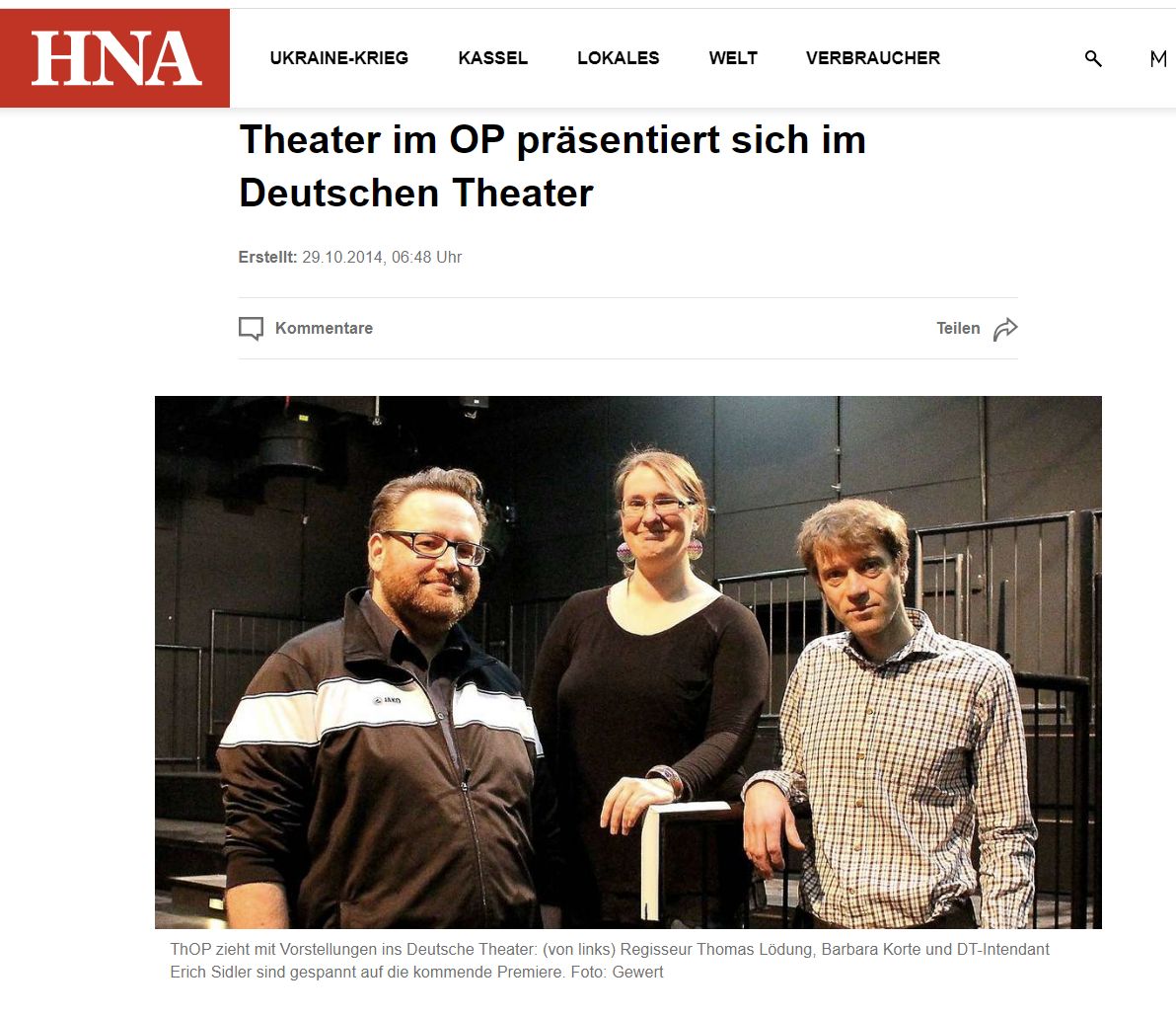 Thomas Löding Theater im OP ThOP Gastspiel am Deutschen Theater